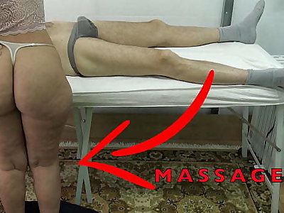 Maid Masseuse with Big Rump let me Lift her Dress & Fingered her Pussy While she Massaged my Dick !