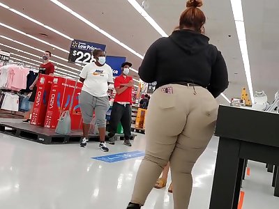 Bbw Walmart wage-earner big booty wedgie see thru